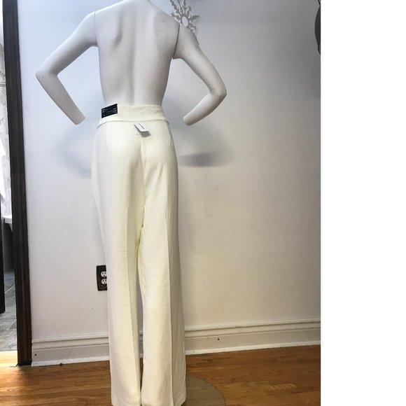 NEW PLUS SIZE 14 Le Chateau High Waist Modern Fit Ivory off White Wide Leg Pants - Picture 4 of 7
